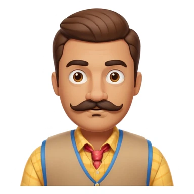 The neighbor character from Hello Neighbor game with mustache and vest sticker