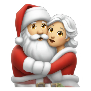 full body santa and mrs. claus kiss sticker