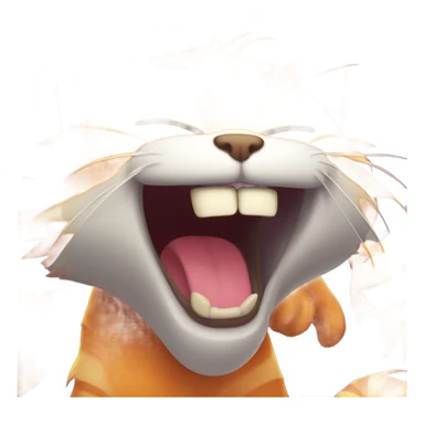 Orange cat with big fangs and whiskers laughing crazily sticker