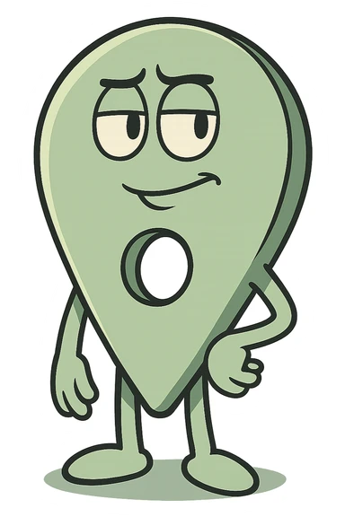 location pin icon, light green, with a hole in the middle, flat toon style sticker