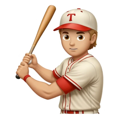 caucasian baseball player hitting a ball sticker