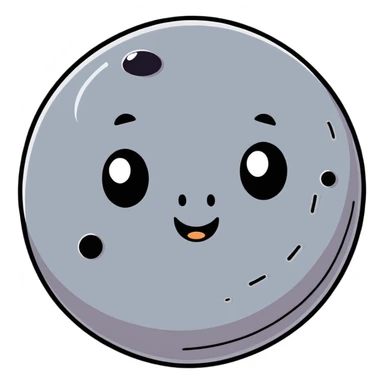 Mercury planet with a cute face and gray surface with craters sticker