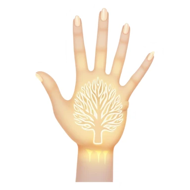ethereal glowing hand with intricate palm lines and mystical symbols sticker