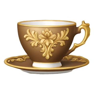 Light brown and gold vintage rococo coffee cup  sticker