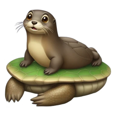 Une loutre sur une tortue sticker