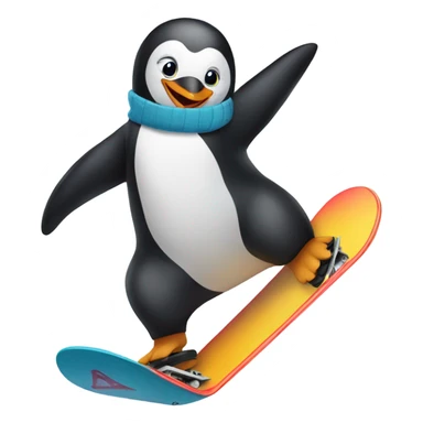 Penguin riding a snowboard  sticker