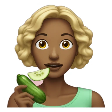 Woman eating cucumber sticker
