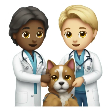 doctor cat treating a dog patient sticker
