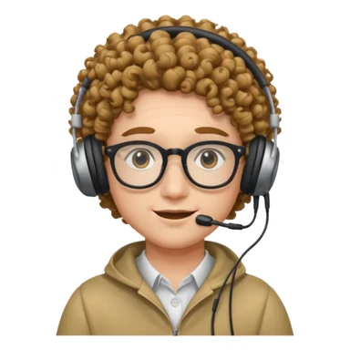headphone and spectacles, curly sticker