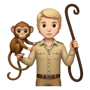 Whte man Holding whip on monkey  sticker