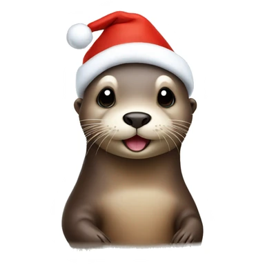 Otter with a Christmas hat sticker