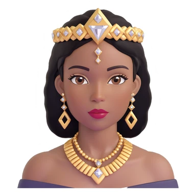 glamorous, thick African American woman with dark brown skin, straight black hair, makeup, gold jewelry, diamonds, confident and stylish sticker