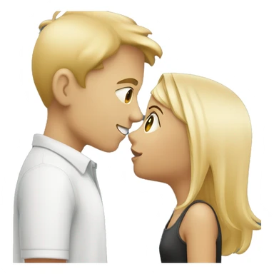 Blonde girl kissing brunet boy sticker