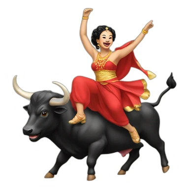 Megawati dancing on top of a bull sticker
