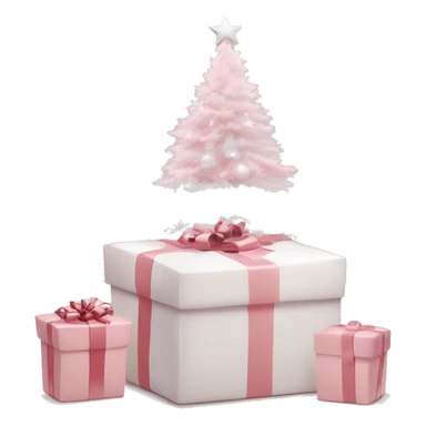 Light pink Christmas gifts under a white Christmas tree  sticker