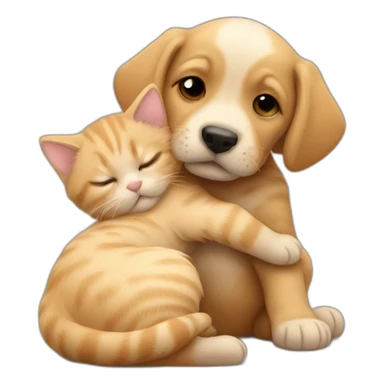 puppy hugging kitten sticker