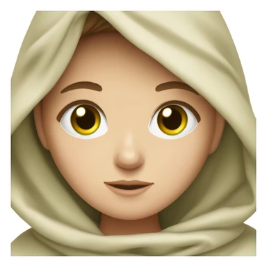white girl with brown short hair with green eyes wrapped in blanket  sticker