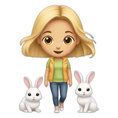 girl and mini rabbits  sticker