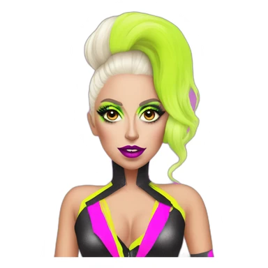 Lady Gaga with crazy neon outfit and makeup  sticker