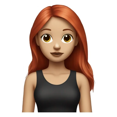 girl red hair, dark eyes, holding black white chihuahua sticker