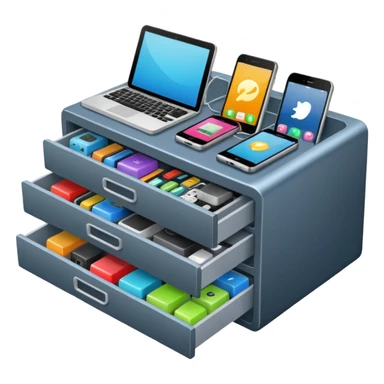 illustration of “drawer full of devices.” sticker