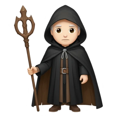 A wandering philosopher in a long black cloak with a staff sticker