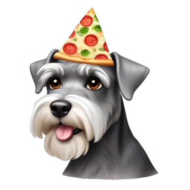 Schnauzer silver with a pizza hat sticker