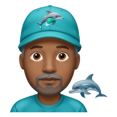 Black man with gray goatee wearing a Dolphins cap sticker