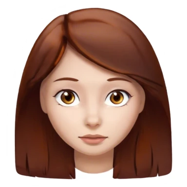 The girl emoji with dark auburn hair, brown eyes and pretty sticker