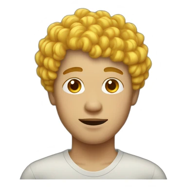 asian male with yellow curly hair sticker