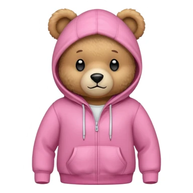 A teddy bear wearing a pink hoodie sticker