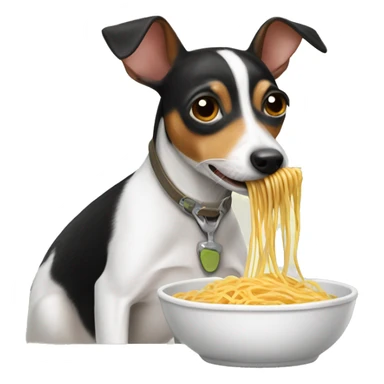 Rat terrier eating spaghetti sticker
