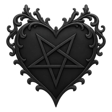 gothic heart with a pentagram, remove background sticker