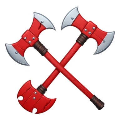 Crossed axes with blood, small cartoon emoji, no background sticker