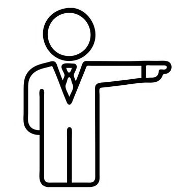 Boss character pointing, leadership pose sticker