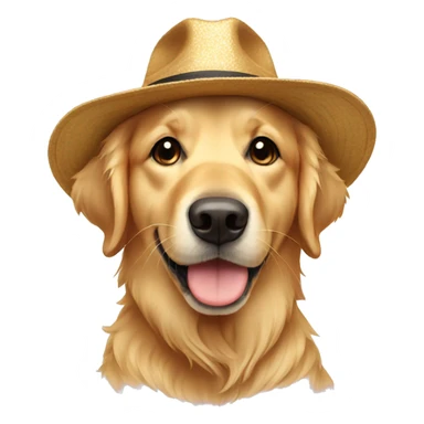 Golden retriever in a hat sticker
