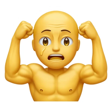 Classic yellow crying emoji flexing muscles sticker