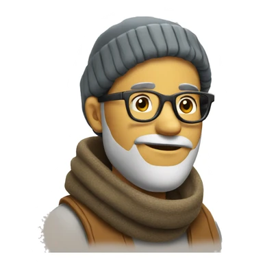 bearded guy with scarf in the head and glasses sticker