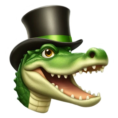 Alligator with a top hat sticker