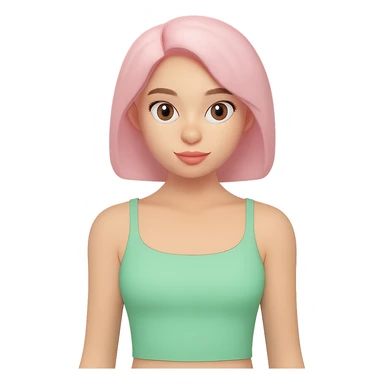 Tight cropped cami on a woman, very fitted, minimal, clean, fashion style, mint green color, apple emoji style look, no background. sticker