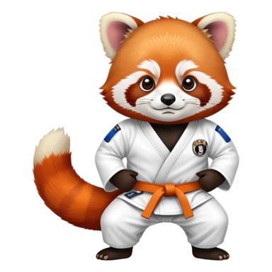 Red panda wearing a jiu jitsu gi white belt sticker