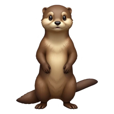 cinematic-noble [otter]-realistic-full-body-standing-emoji,-tail-tucked-close,-head-tilted-dramatically,-sleek-[brown]-fur,-simplified-yet-realistic-focused-features,-highly-detailed,-glowing-with-an-almost-sarcastic-glow  sticker