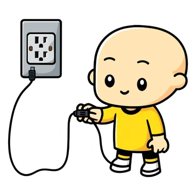 Nicola being electrocuted on the finger by a plug socket  sticker