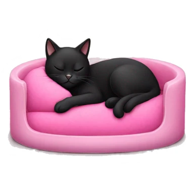 black cat sleeping in pink cat bed sticker