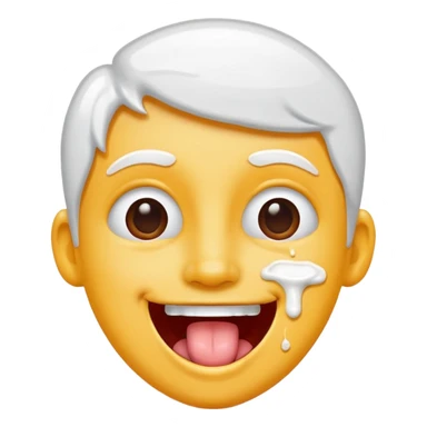 Spilt white glue on their face and smiling with their tongue out sticker