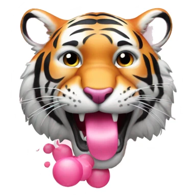 Tiger with gum bubbles and pink  sticker