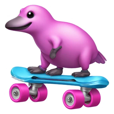 Blue Platypus wearing pink roller skates sticker