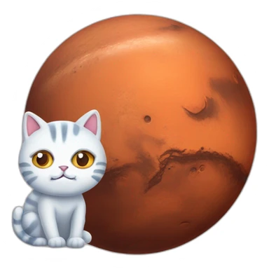 planet Mars with a cartoon sleepy cat face sticker