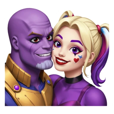 Harley quinn kissing thanos sticker