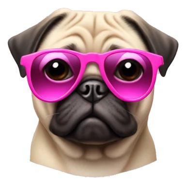 pug wearing pink sunglasses sticker